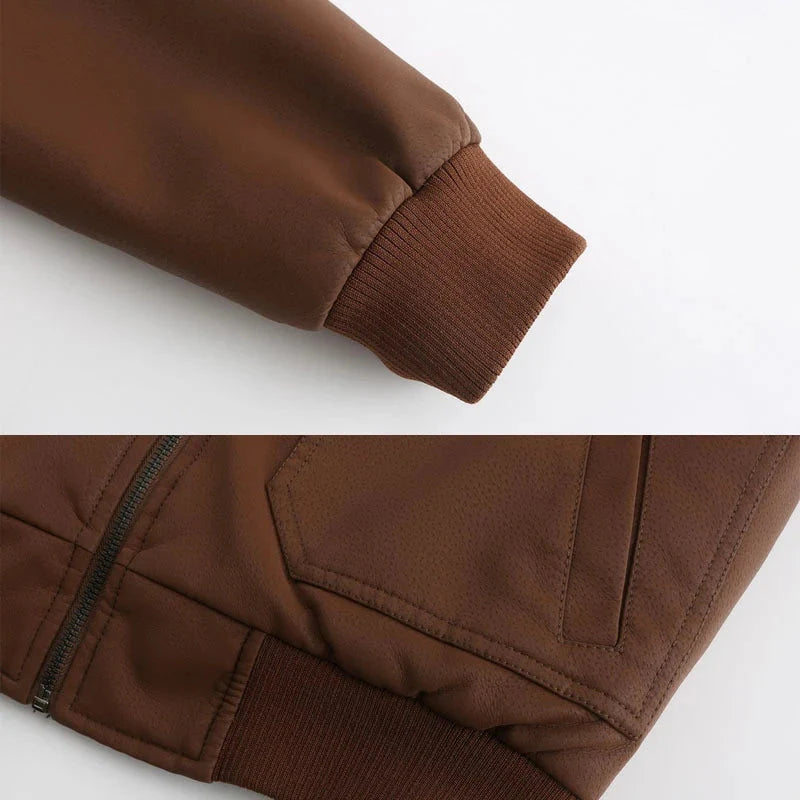 Giacca in pelle da uomo con cappuccio