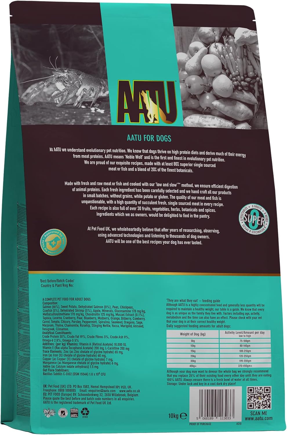 AATU Cibo Secco per Cani, Cibo Secco per Cani 80/20 con Pollo, Cibo per Cani Senza Cereali ad Alto Contenuto Proteico, Alimento Naturale per Cani Adulti di Tutte le Razze, 1,5 kg