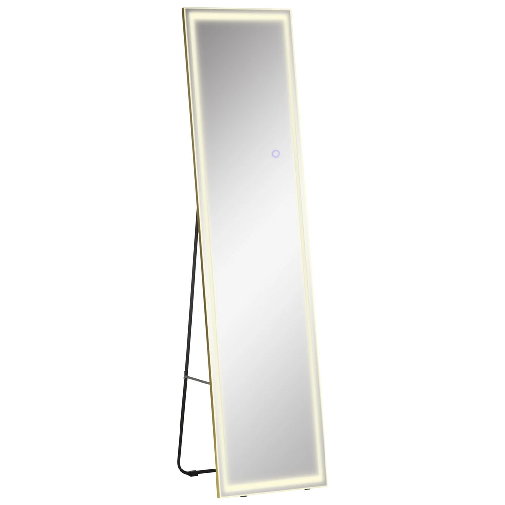 HOMCOM Specchio da Terra LED Dimmerabile 3 Colori Luce da Parete