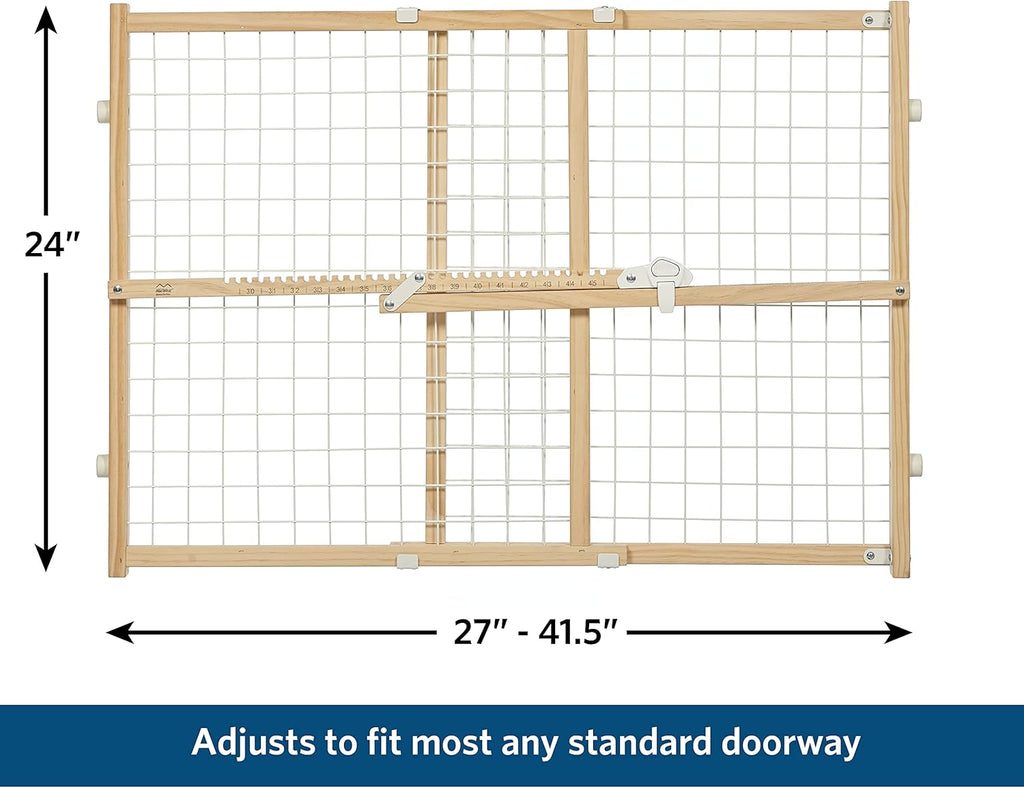 MidWest Homes for Pets Barriera/Cancelletto di Sicurezza per Animali Domestici, Modello 2944WWM-2, Altezza 112 cm, Estensibile da 74 a 127 cm di Larghezza, Grande, in Legno