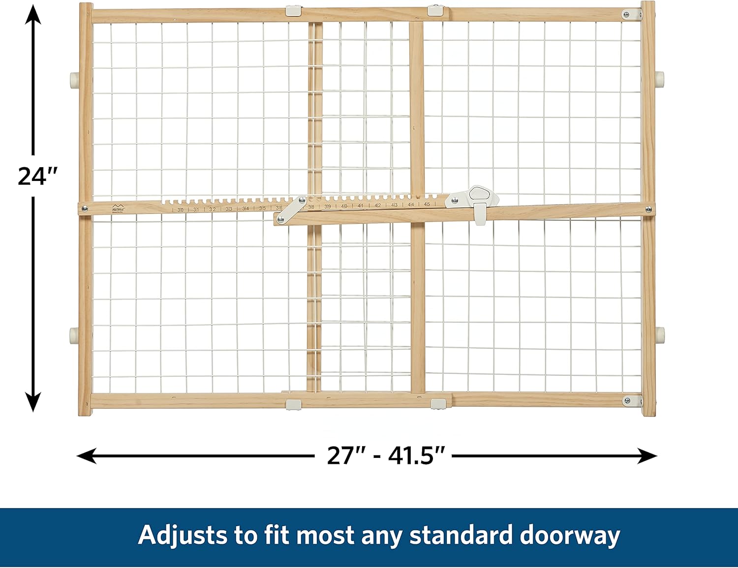 MidWest Homes for Pets Barriera/Cancelletto di Sicurezza per Animali Domestici, Modello 2944WWM-2, Altezza 112 cm, Estensibile da 74 a 127 cm di Larghezza, Grande, in Legno