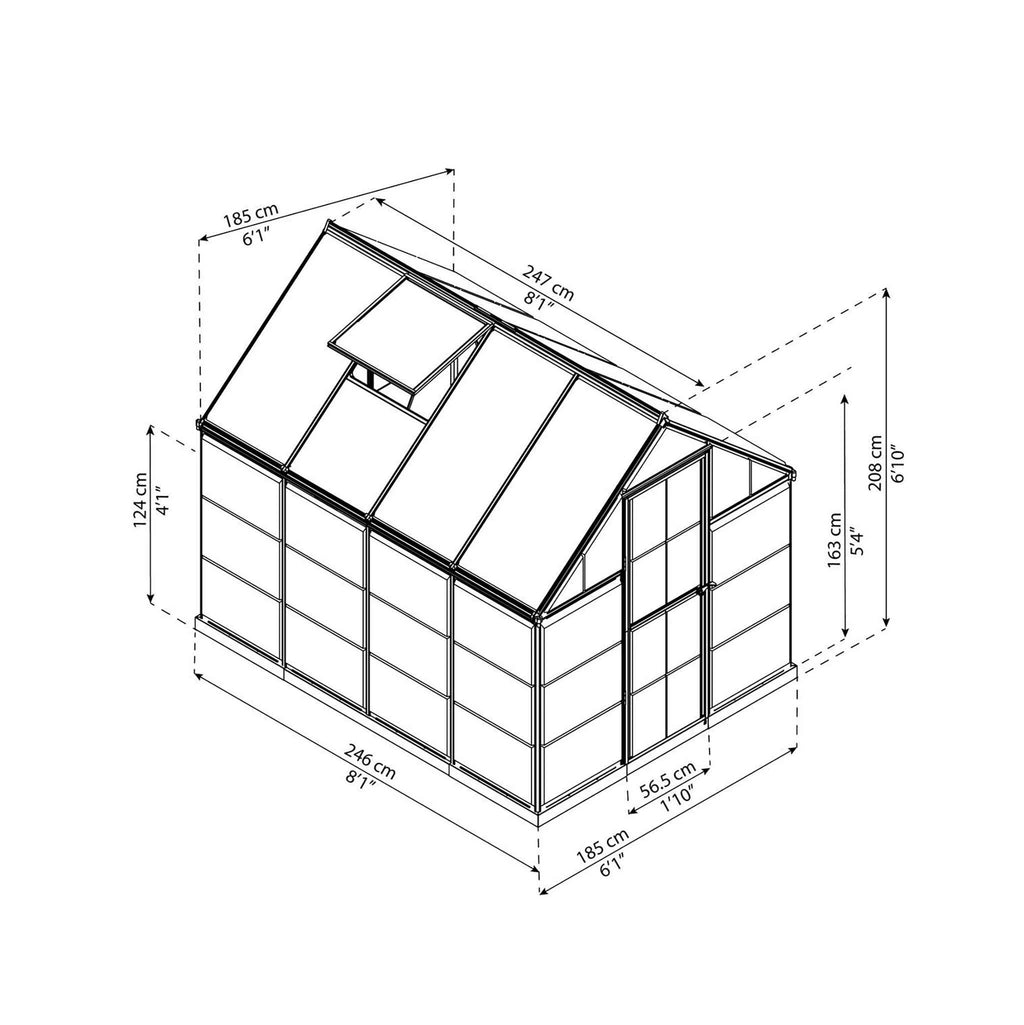 Palram-Canopia Gewchshaus Hybrid, 4,6m, 6x8, silber