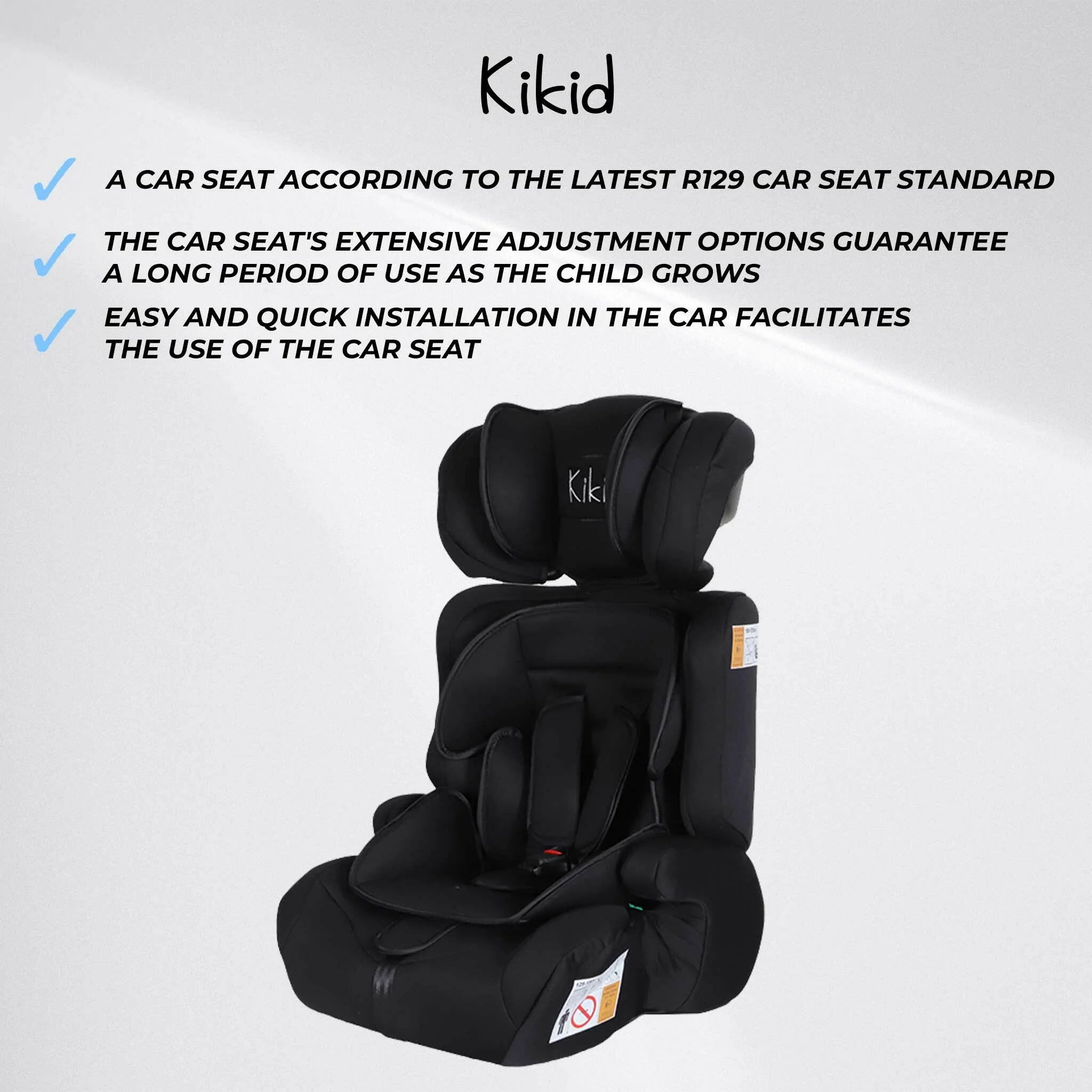 Kikid Kindersitz Basic 76-150cm R129, schwarz
