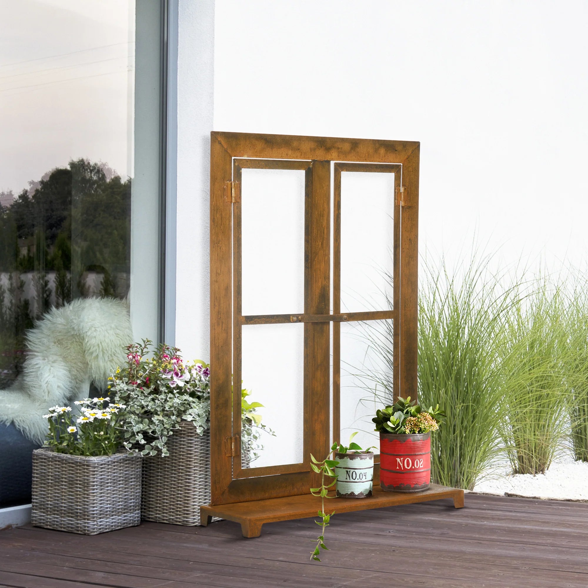 Outsunny Cornice finestra in stile vintage, resistente alle intemperie, decorazione da parete