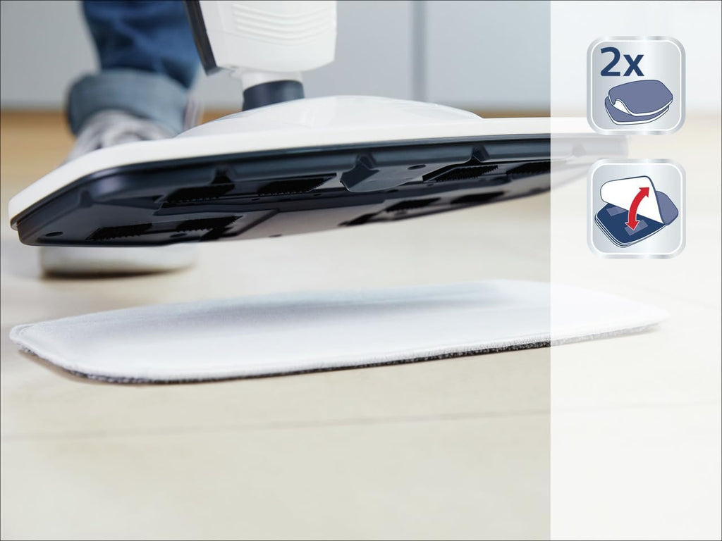Leifheit Pulitore a vapore CleanTenso Power 2.0 con vapore caldo contro i batteri, Mop a vapore con tempi di riscaldamento brevi e 50 minuti di autonomia, Scopa a vapore per la pulizia degli angoli, Spazzola a vapore dal design moderno