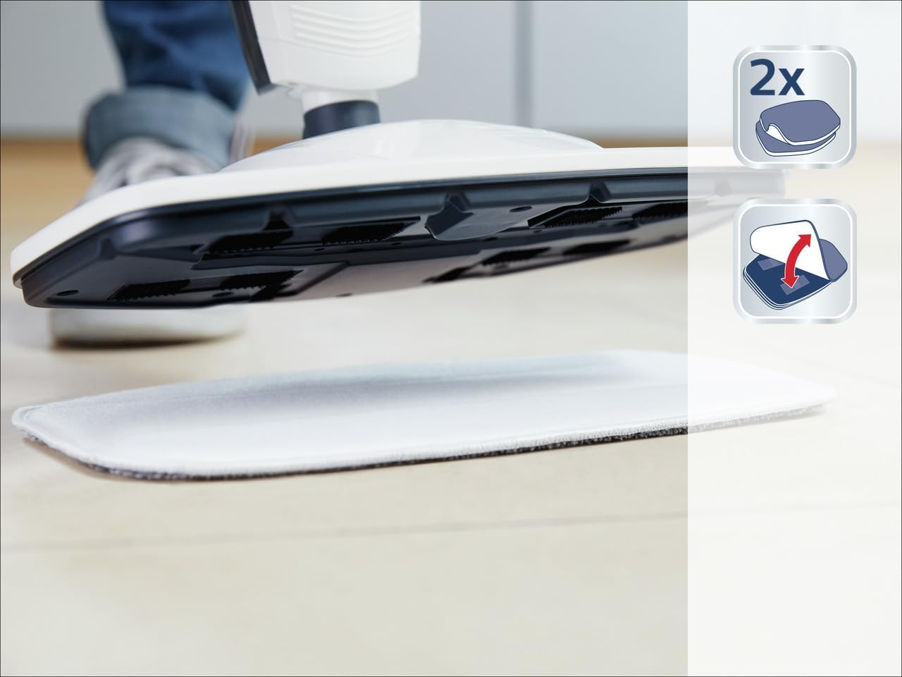 Leifheit Pulitore a vapore CleanTenso Power 2.0 con vapore caldo contro i batteri, Mop a vapore con tempi di riscaldamento brevi e 50 minuti di autonomia, Scopa a vapore per la pulizia degli angoli, Spazzola a vapore dal design moderno