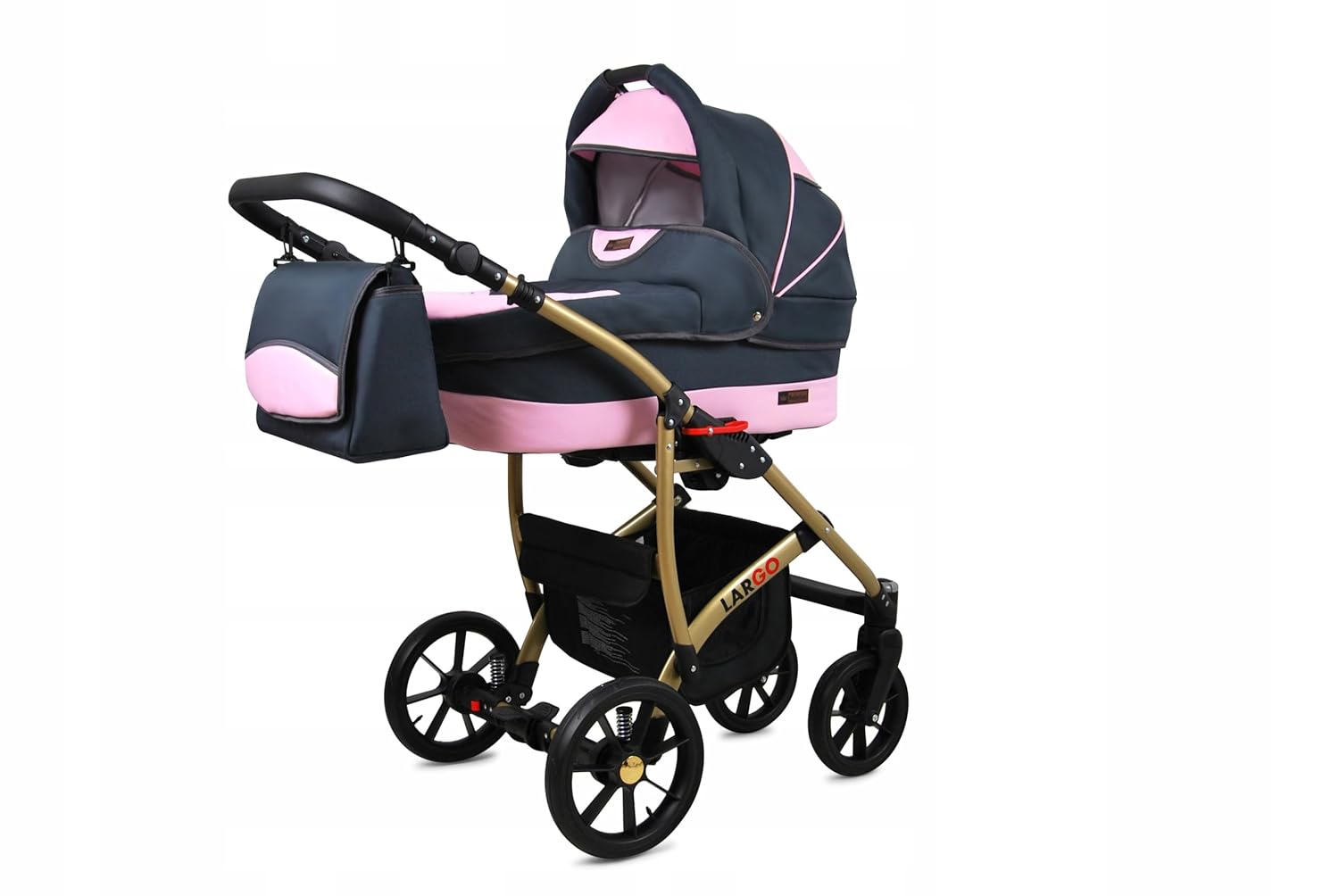 BabyLux Largo 2-in-1 Baby Kinderwagen Tief und Kinderwagen mit Zubehör Verstellbar und faltbar Aluminiumkonstruktion Wasserdicht Nicht abnehmbare Räder Brown Cream White Frame