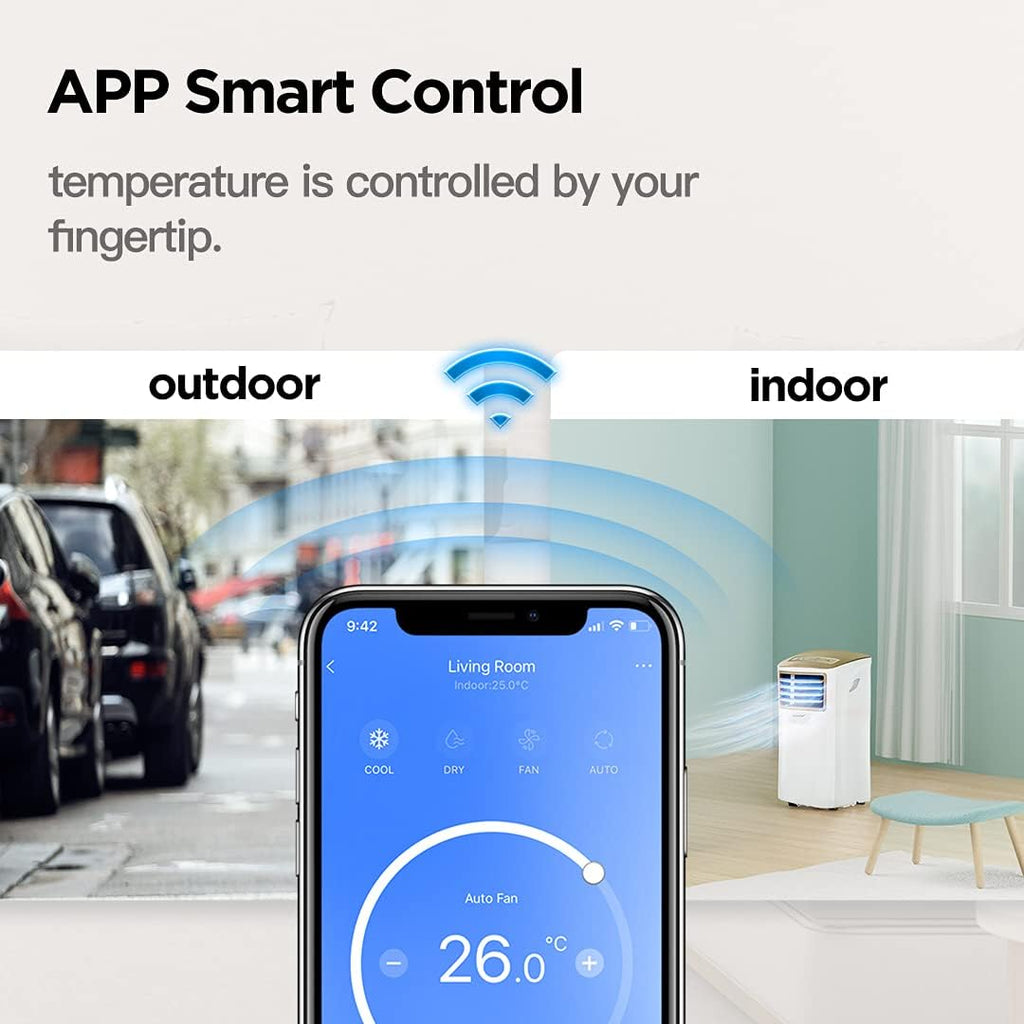 Comfee Condizionatore Portatile Easy Cool 2.0, 7000 BTU 2,0kW, Raffreddamento&Ventilazione&Deumidificazione, Adatto per Ambienti fino a 68m³(25㎡), Controllo tramite APP/Alexa/Google Home/IFTTT, Climatizzatore Portatile con Tubo di Scarico