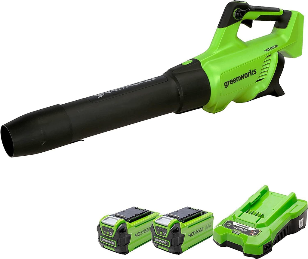 Greenworks G40ABK2 Axial Laubblser mit Tempomat, 177 km/h, 11,05 m/min, 40V 2Ah Batterie & Ladegert, 3 Jahre Garantie