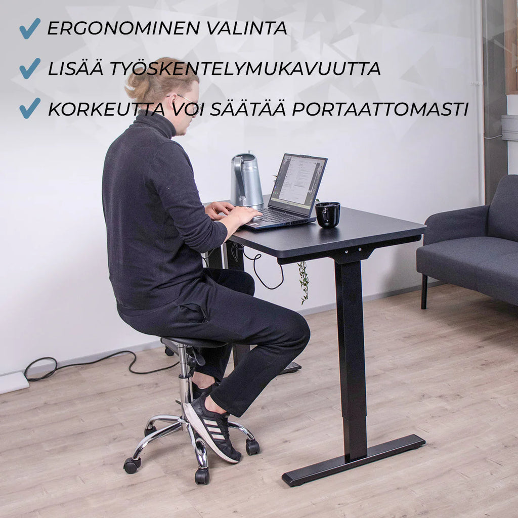 Lykke Scrivania Regolabile in Altezza Elettrica M200, nero, 120 x 60 cm