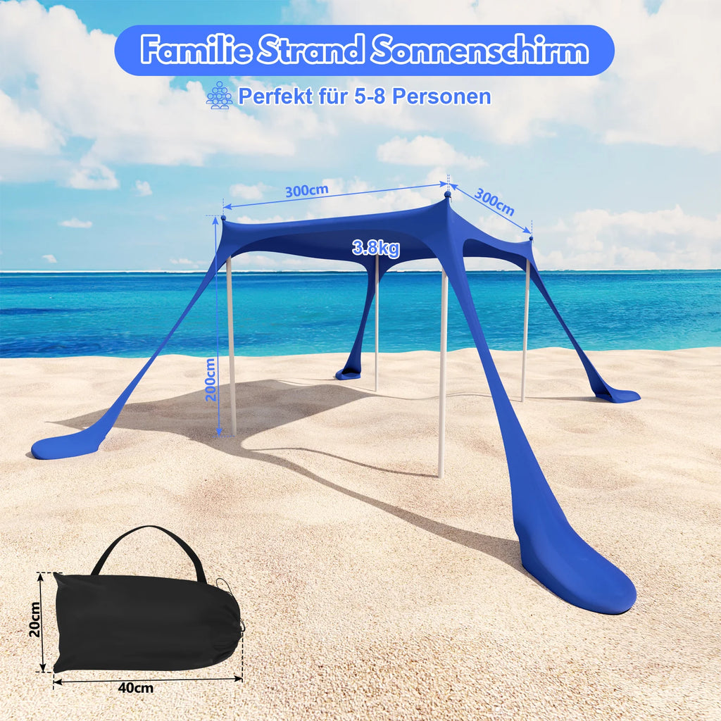 Sonnewelt Parasole da spiaggia 3×3m UPF50