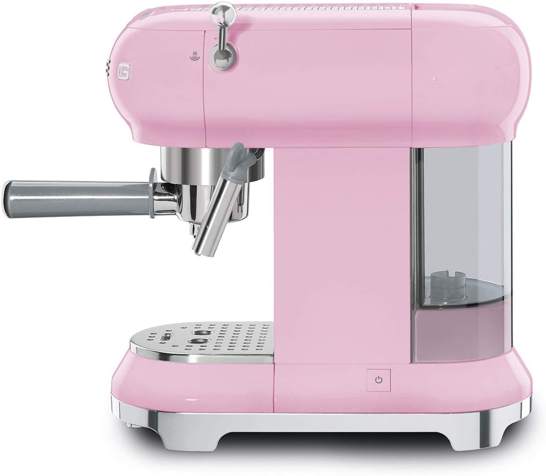 Smeg, ECF01WHEU Macchina da Caffè Espresso Manuale, Sistema Cappuccino, Thermoblock, Alloggiamento Tazze Grandi e Funzione Doppio Caffè, Serbatoio Acqua 1 l, Dimensioni Compatte, 1350W, Bianco