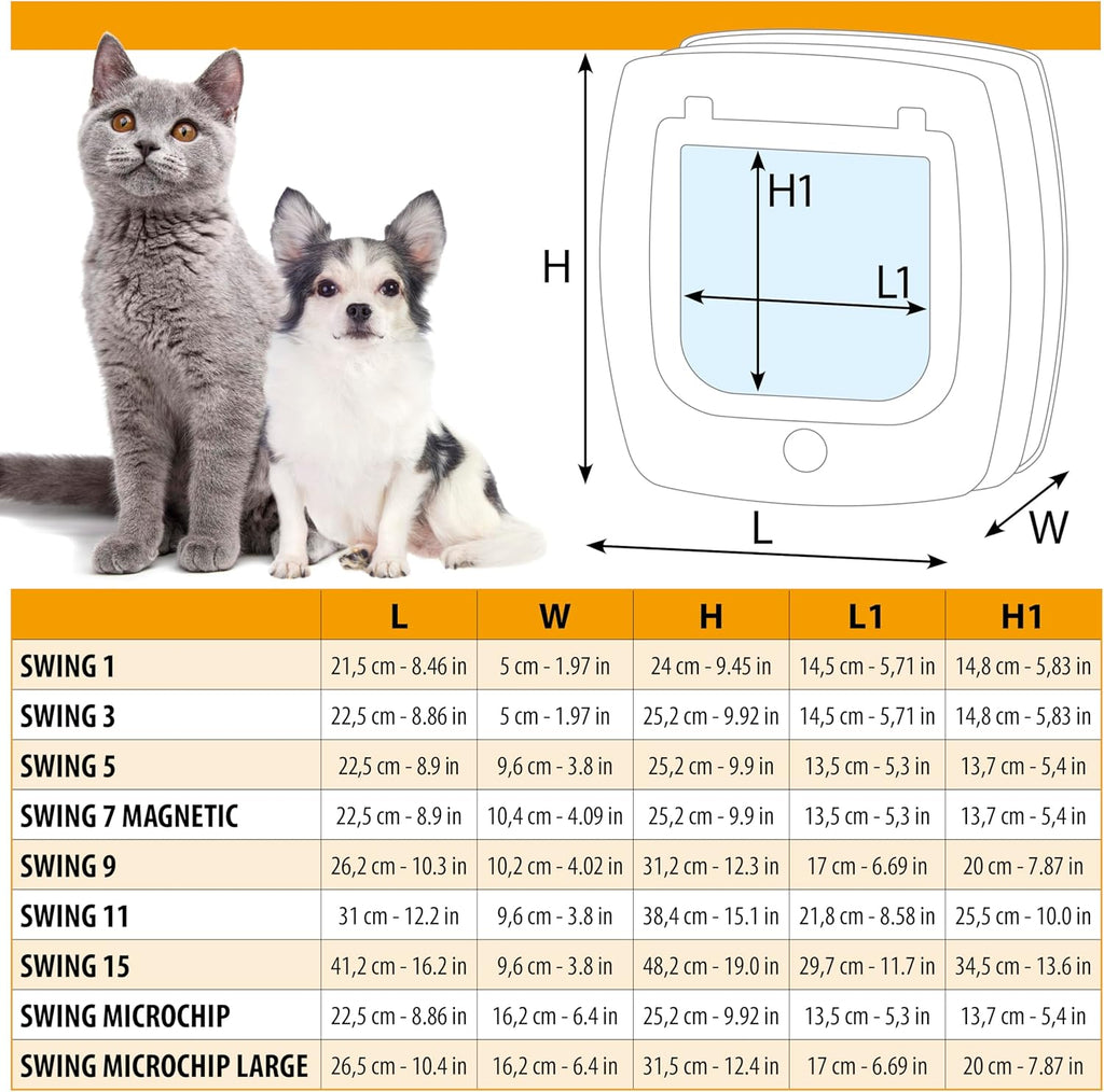 Ferplast Gattaiola per Cani di Taglia Media, Gattaiola per Gatti, Sportello per Animali Domestici a 4 Vie con Ingresso e Uscita Controllabili, con Protezione dalle Correnti d'Aria, Tunnel Completo, Sportello per Cani Swing 11, Grigio