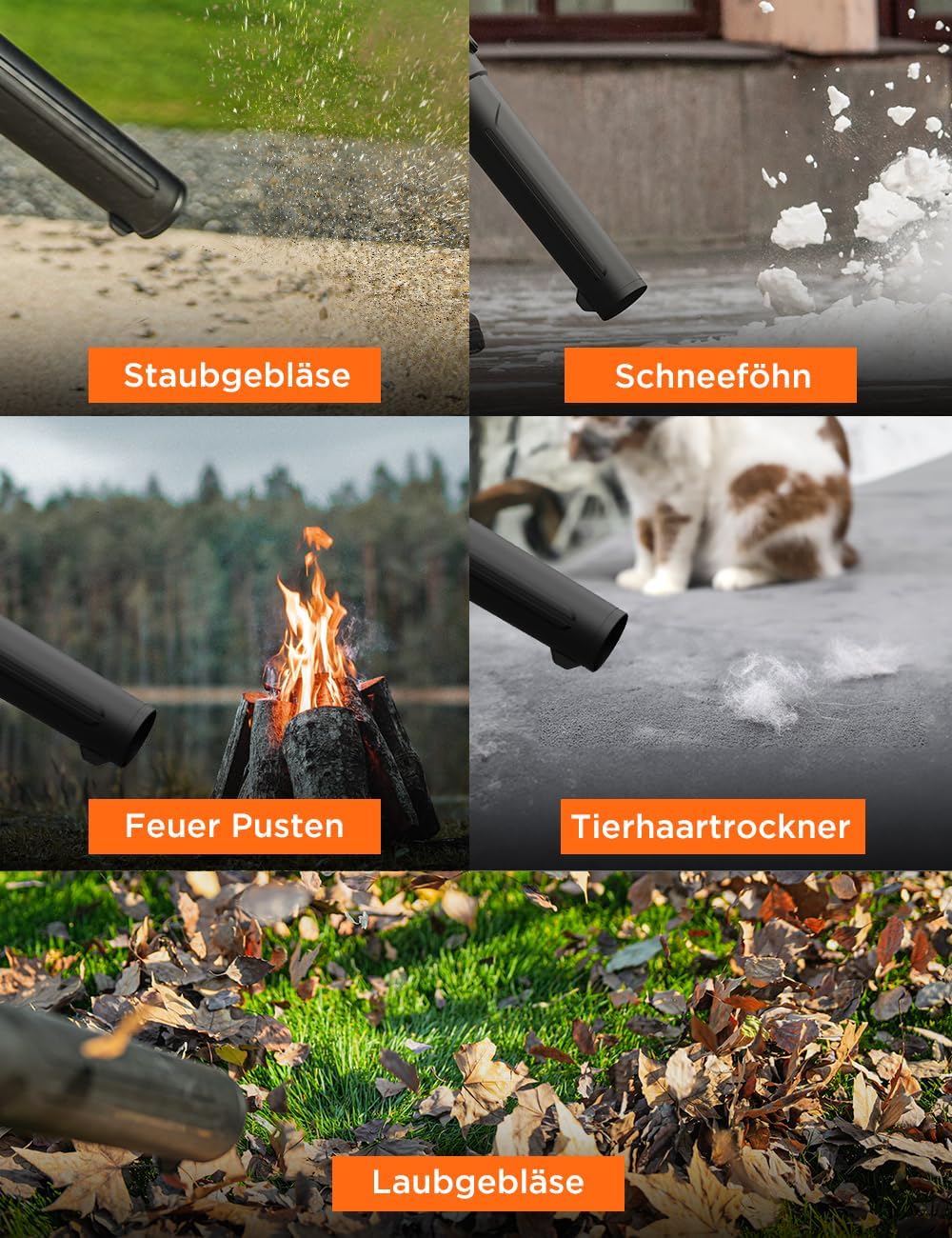 Soffiatore per foglie a batteria Litheli, soffiatore per foglie brushless con turbocompressore, velocità dell'aria 180 km/h - portata d'aria 15,85 m³/min, con batteria, adatto per la cura del giardino, la cura del prato e lo sgombero della neve.