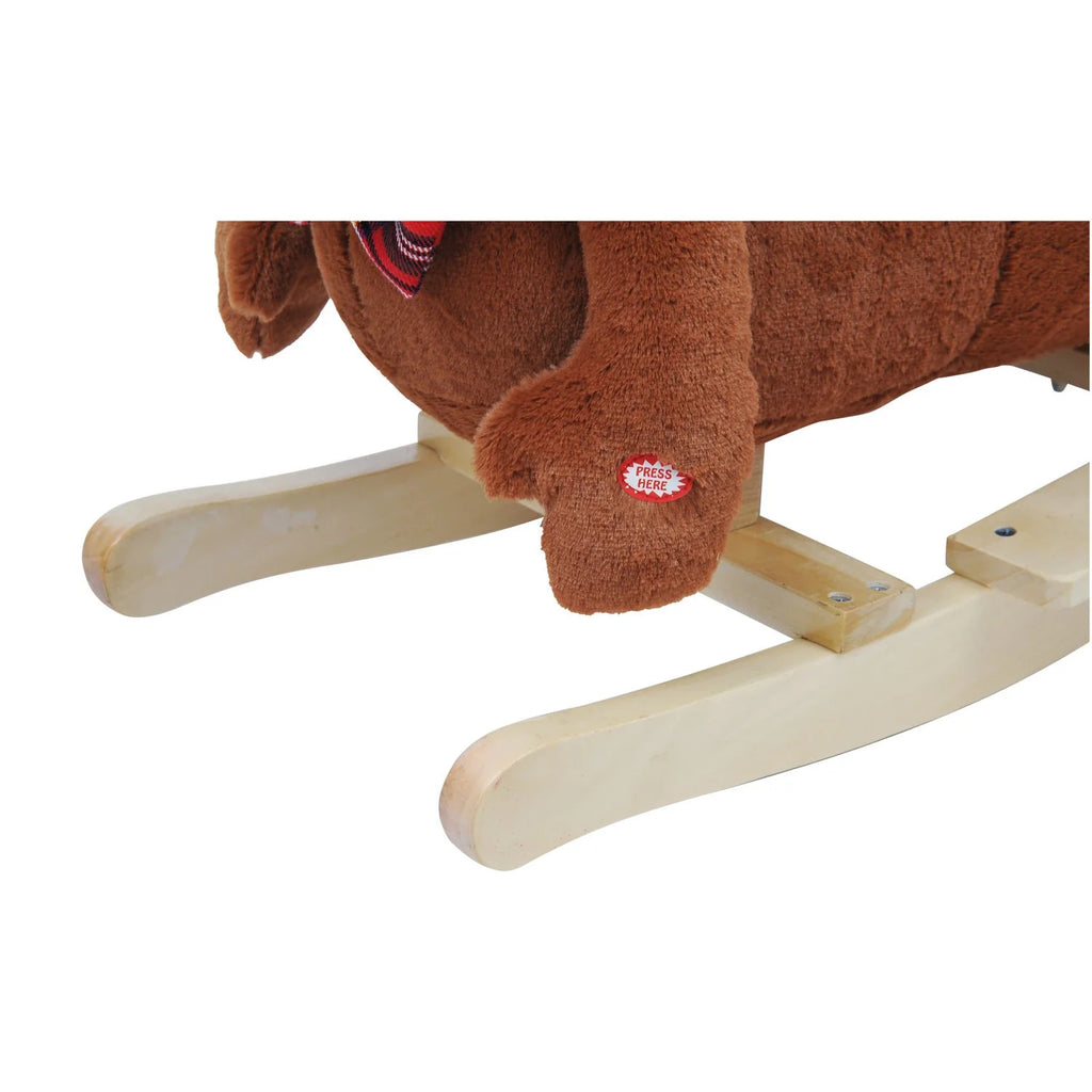 HOMCOM Cavalcabile Orsetto a Dondolo con Musica Cintura di Sicurezza Peluche
