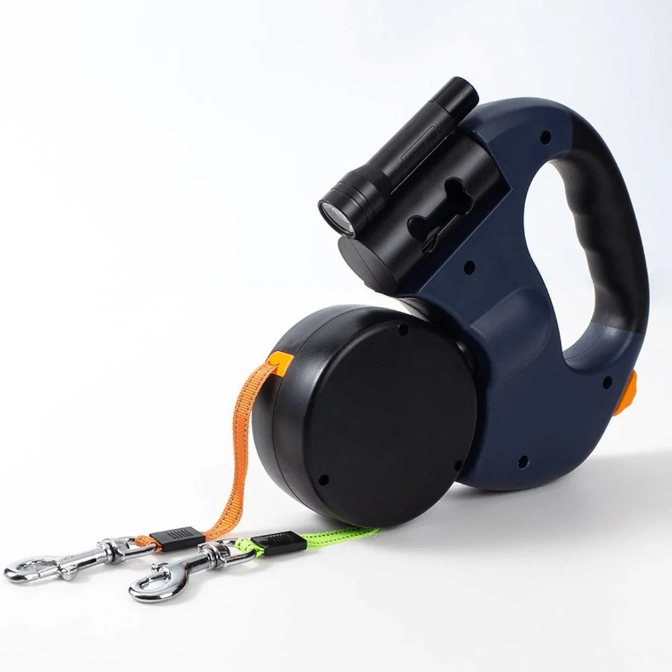 LumiPup - Guinzaglio doppio per cani con torcia avvolgibile