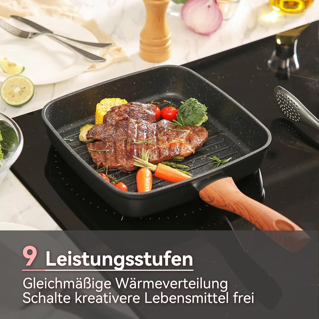 Induktionskochfeld 60cm, Eingebautes Schwarzes elektrisches Kochfeld, mit 4 Kochzonen, 9 Leistungsstufen, Geeignet für Eisen- und Edelstahltpf