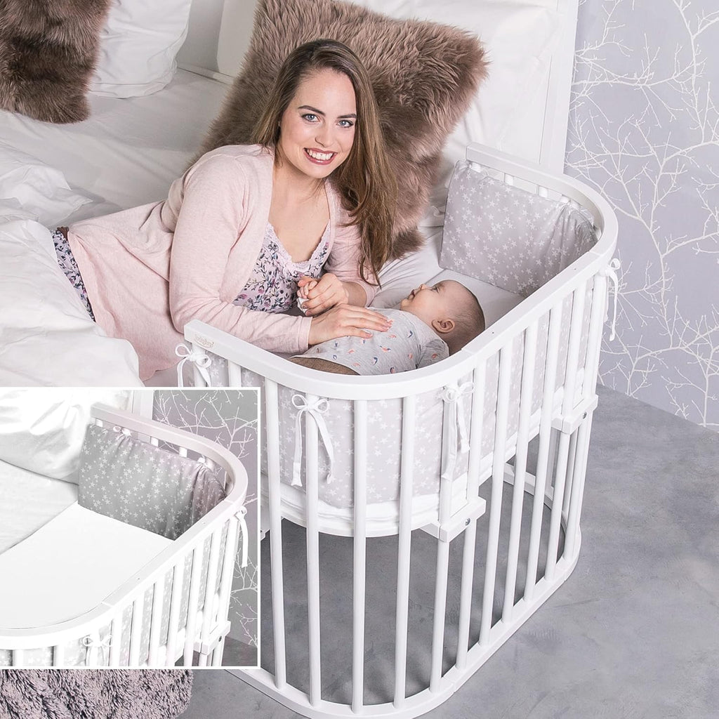 babybay Original Lettino da affiancare in massello di faggio / compatto e trasformabile / Lettino per bambini regolabile in altezza senza livelli preimpostati ed ecologico / Lettino evolutivo (laccato bianco) / inclusa Matratze