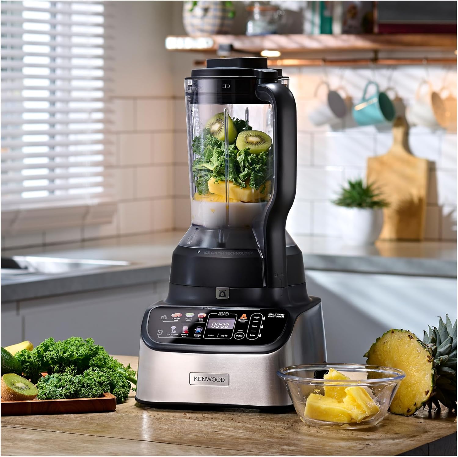 Kenwood MultiPro OneTouch FDM73.480SS – 2-in-1 Kompakt-Küchenmaschine & Mixer, 6 Zubehörteile, 6 Automatikprogramme, Variable Geschwindigkeit & Pulse-Funktion, Integrierte Waage, 1000 W, Silber