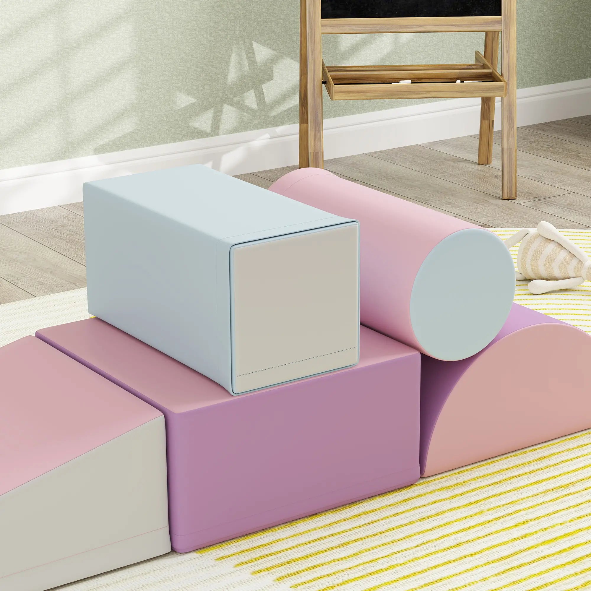 HOMCOM Set 5 Blocchi Morbidi – Giocattolo da Costruzione per Bambini Piccoli