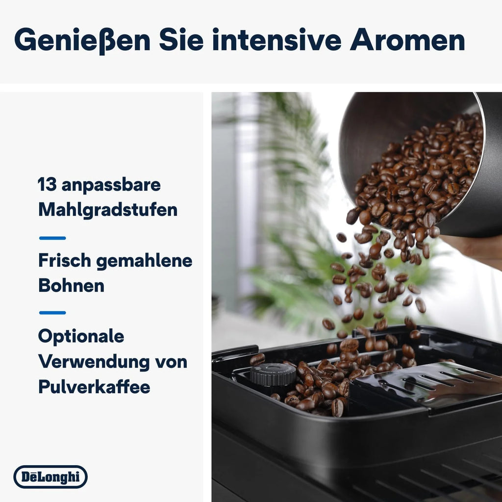 De'Longhi Magnifica Evo ECAM 292.81.B Macchina da Caffè Automatica con Sistema LatteCrema, 7 Bevande One-Touch per Cappuccino, Espresso e Altre Specialità al Caffè, Funzione 2 Tazze, Nera