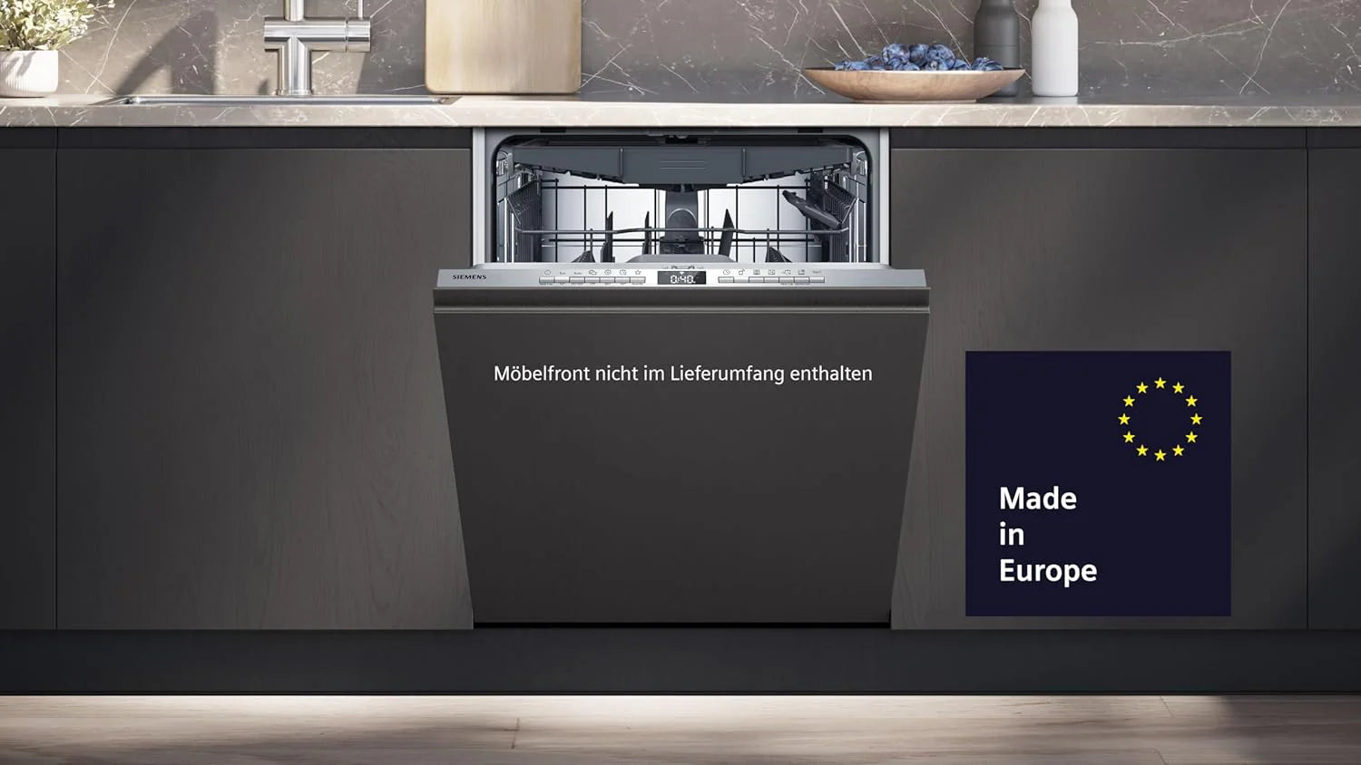 Siemens SN63EX06VE, iQ300 Smarter Lavastoviglie, Lavastoviglie a incasso totale, 60 cm, Cassetto posate, Extra silenziosa, varioSpeed, Apertura automatica porta, Triple rackMatic, infoLight, intensiveZone