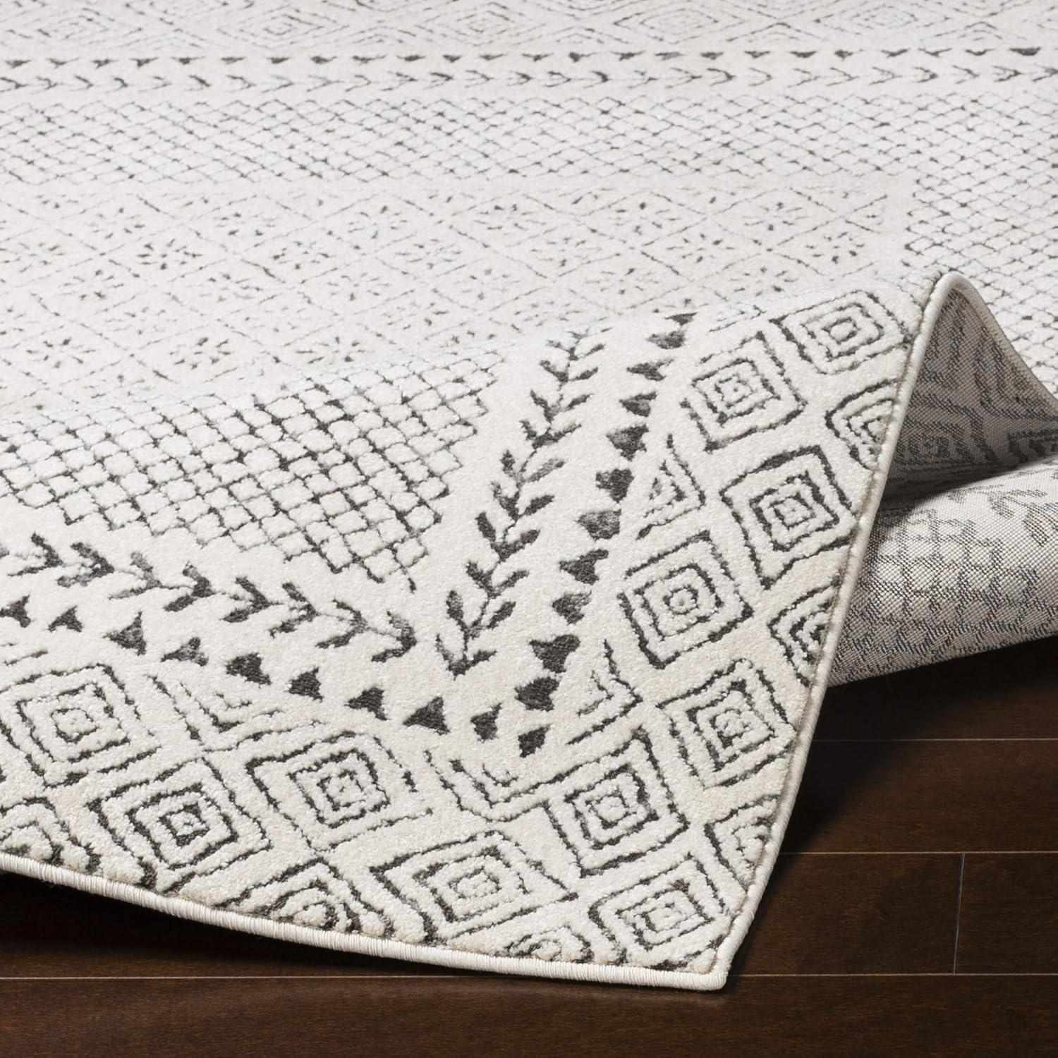 Surya Monaco Tappeto Soggiorno Boho, Grande Tappeto Camera da Letto 200x274 cm - Tappeto per Sala da Pranzo con Motivo Geometrico, Tappeto Soggiorno Moderno Scandinavo in Beige, Grigio Carbone