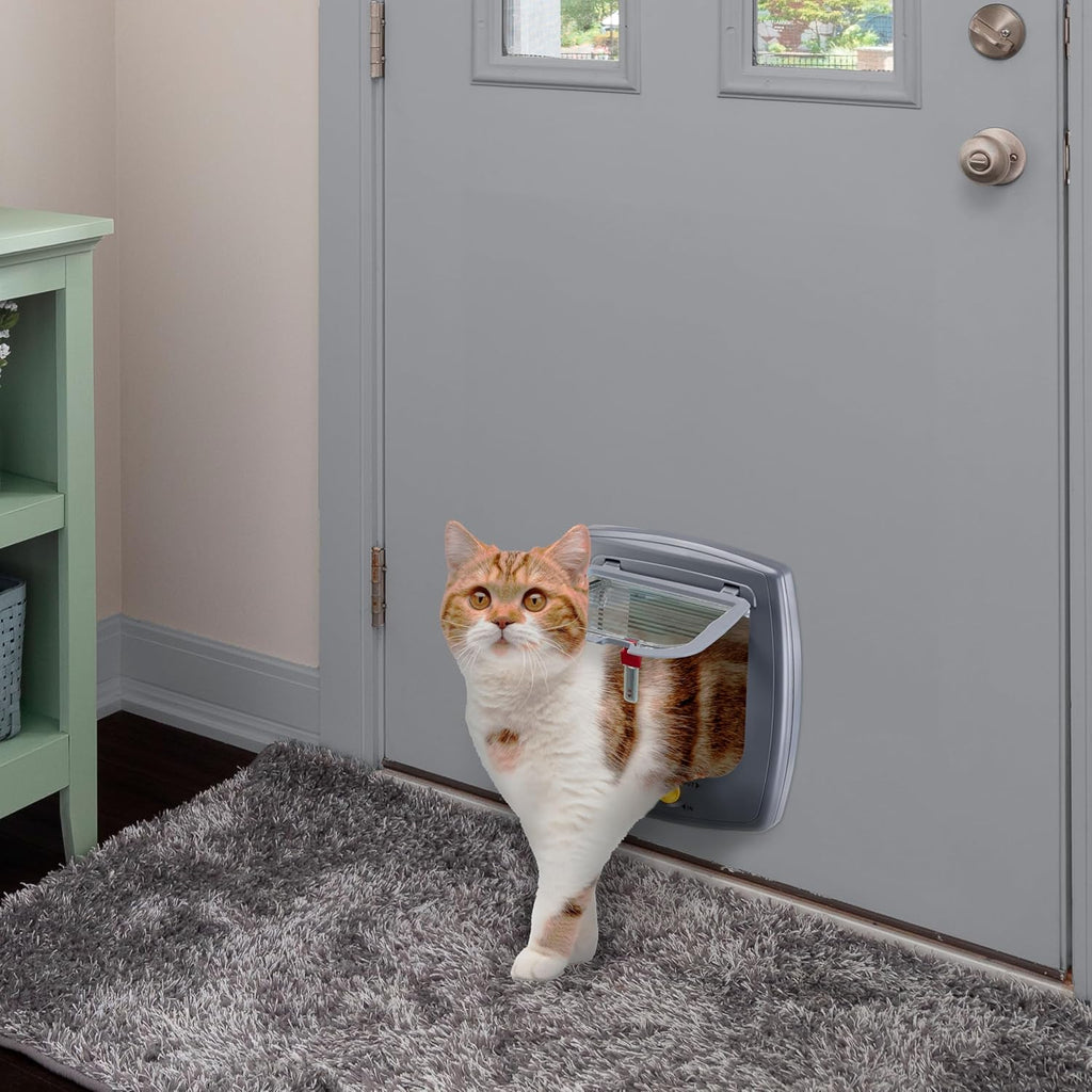 Ferplast Gattaiola per Cani di Taglia Media, Gattaiola per Gatti, Sportello per Animali Domestici a 4 Vie con Ingresso e Uscita Controllabili, con Protezione dalle Correnti d'Aria, Tunnel Completo, Sportello per Cani Swing 11, Grigio
