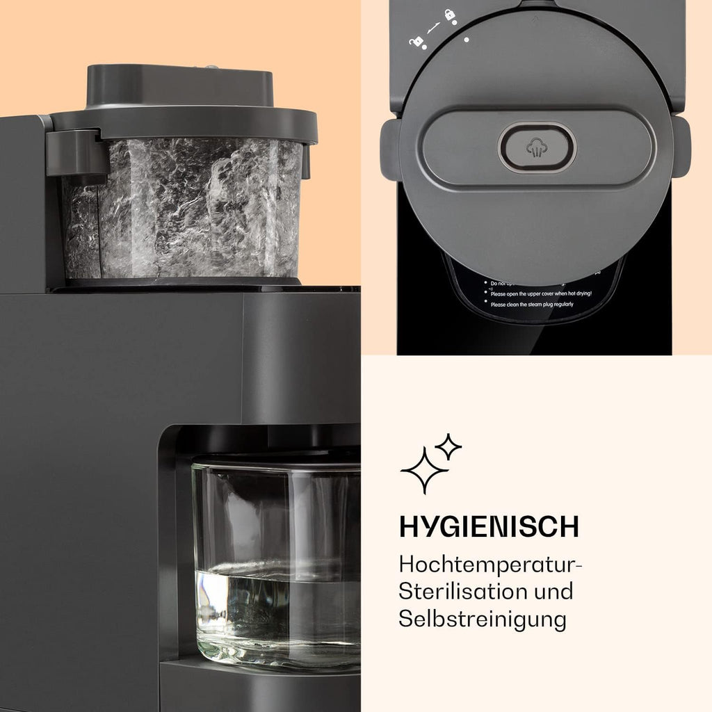Klarstein Mixer, frullatore con motore da 300 W e potenza di riscaldamento da 1250 W, frullatore ad alta potenza per la preparazione di latte vegetale, frullatore per smoothie con tecnologia di riscaldamento a 360°, 30.000 giri/min, touch screen, nero