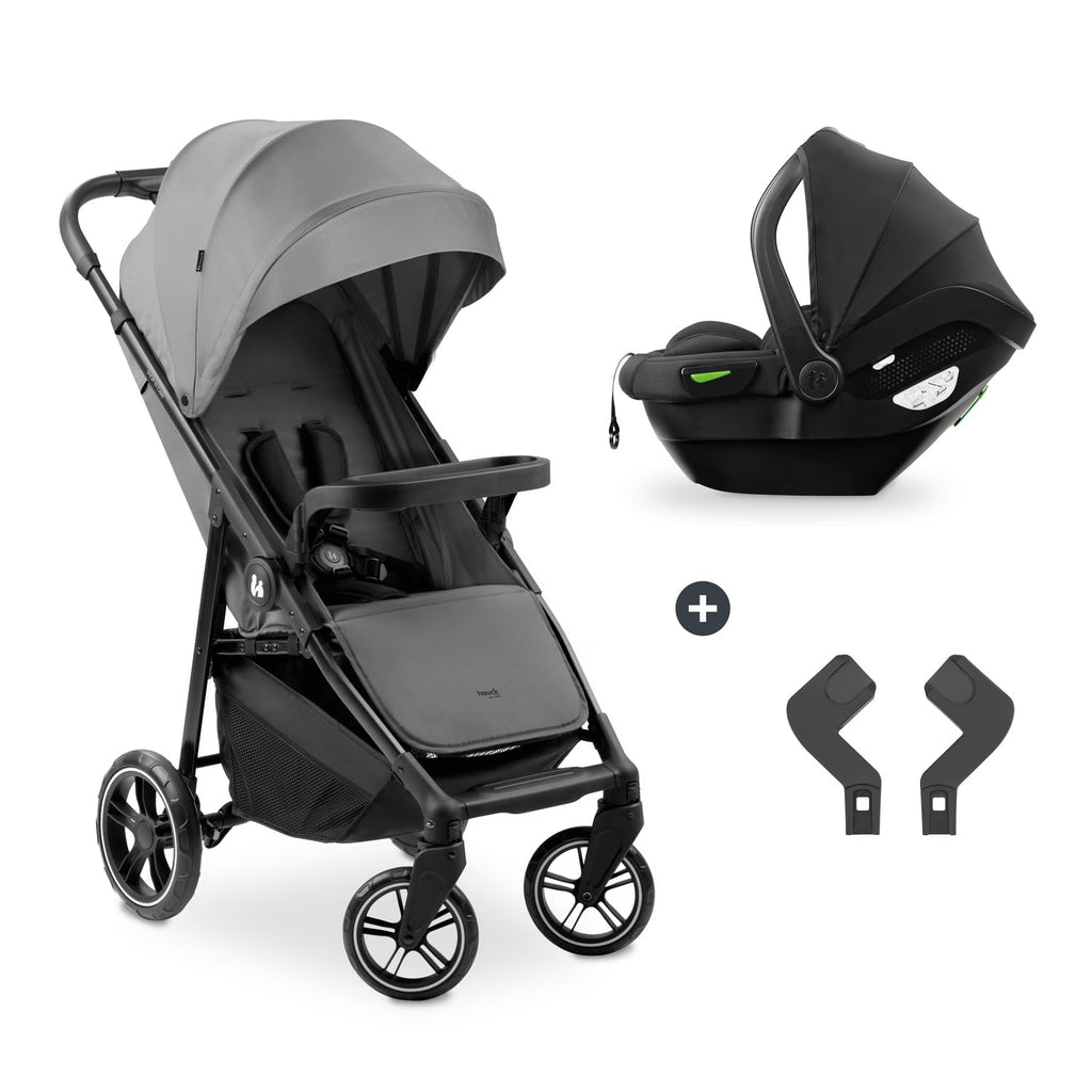 hauck Set Trio 3in1 Shop N Care con Passeggino, Navicella, Seggiolino Auto dalla nascita fino a 22 kg, Chiusura Compatta, Reclinabile, Portabicchieri & Vassoio, Protezione UV 50+ (Grey)