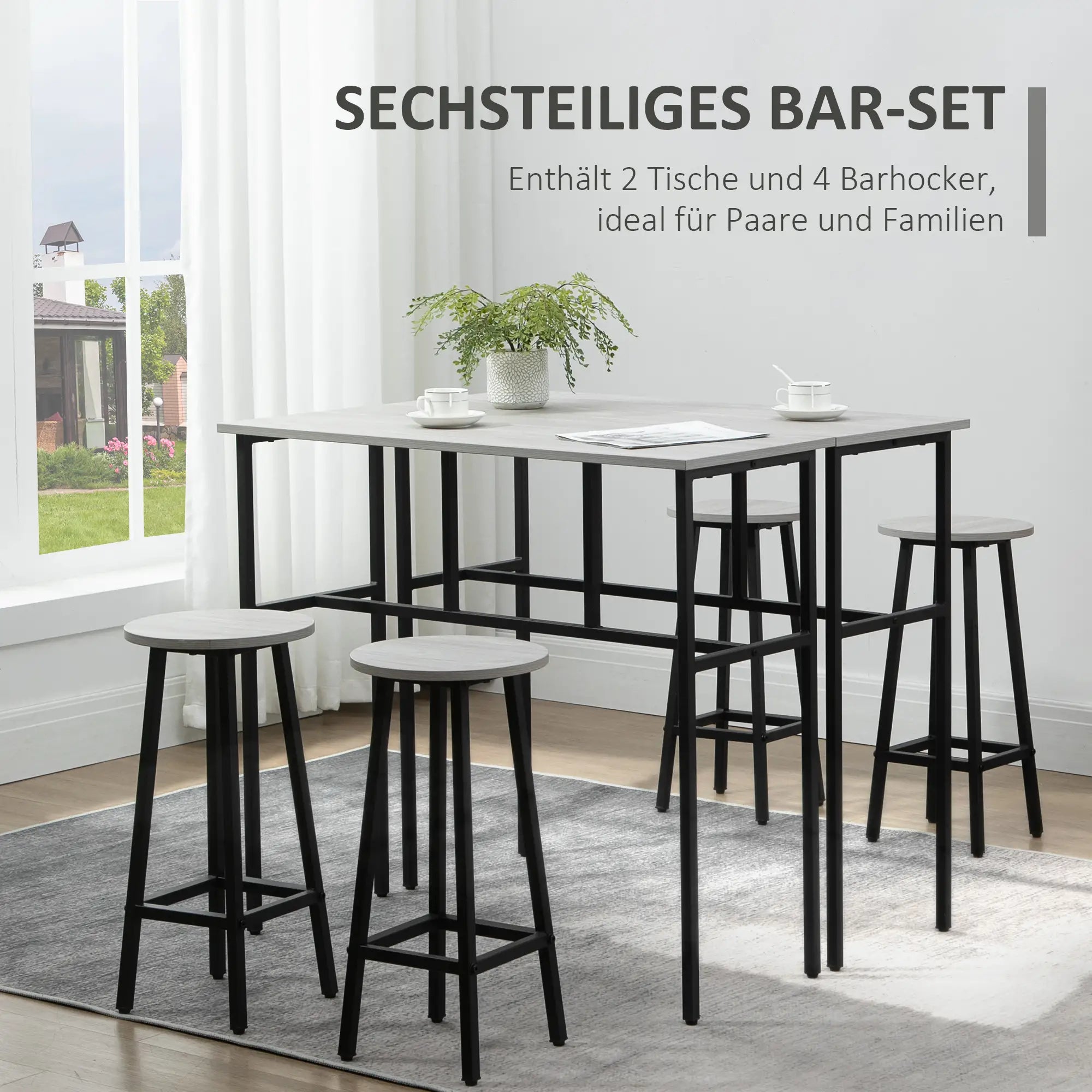 Set Tavolo da Bar HOMCOM 6 Pezzi Combinabile Salvaspazio per Sala da Pranzo