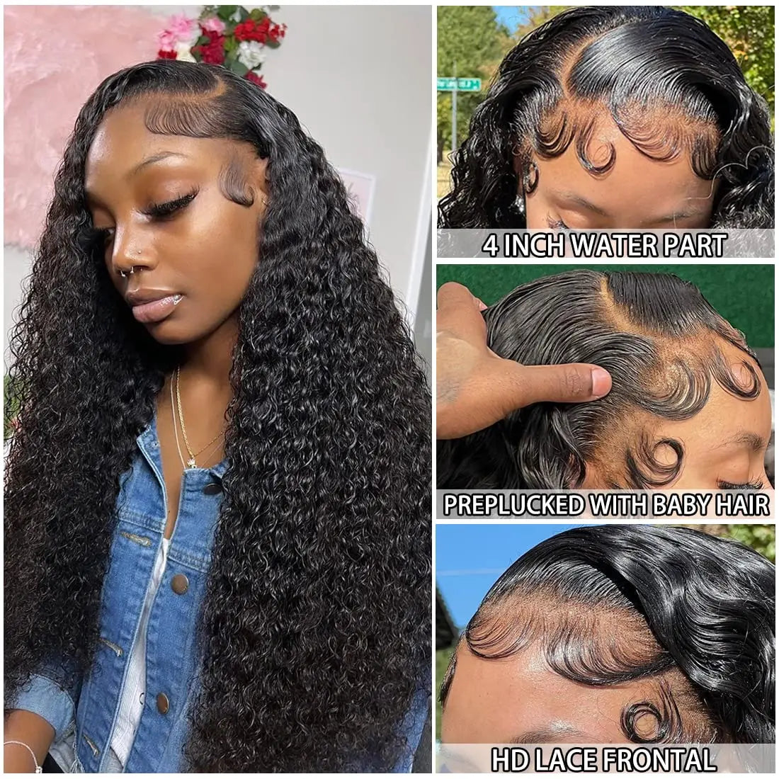Meerwasser-Wave Lace Front Perücken Echthaar 13x4 HD Lace Frontal Perücken für Frauen Echthaar 180% Dichte Nass und Wellige Echthaarperücken