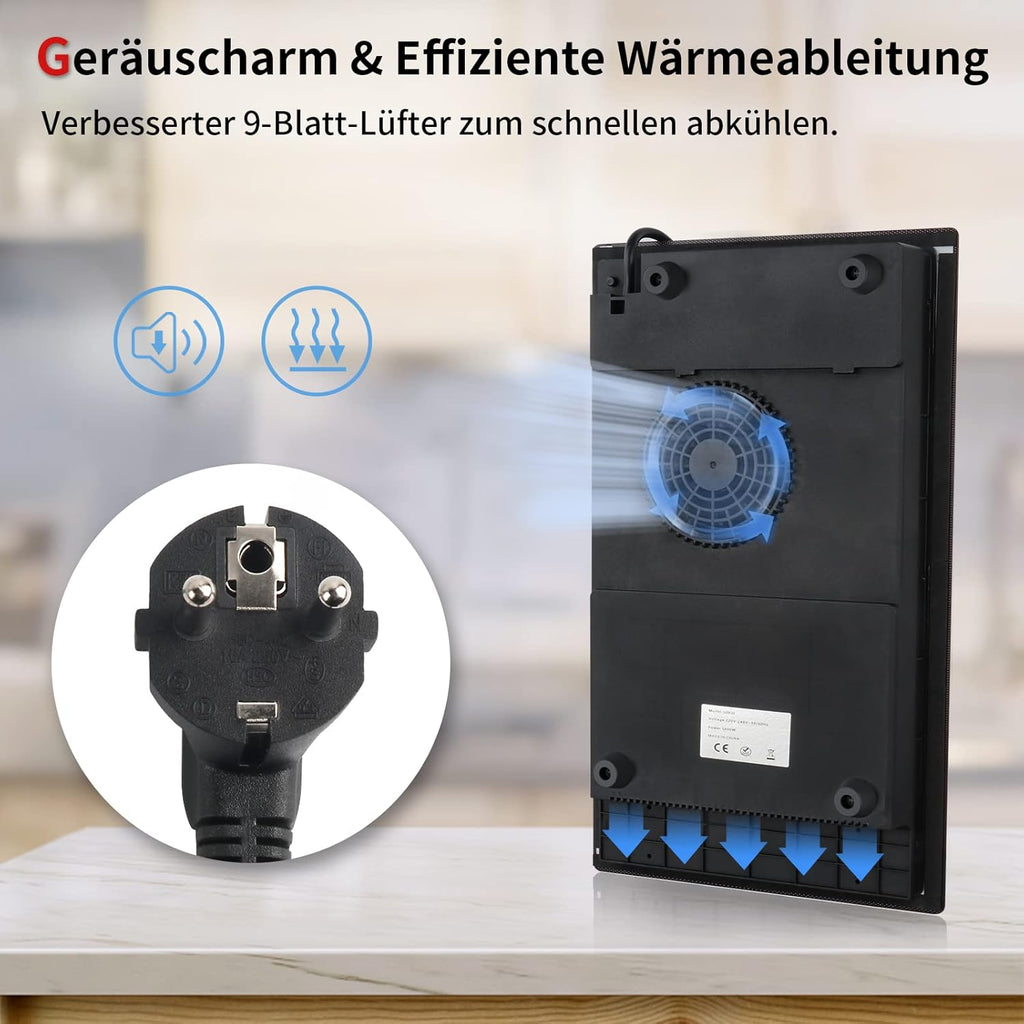 IsEasy 4 Zonen Einbau Induktionskochfeld mit 9 Leistungsstufen &1-99Min Timer, Boost-Funktion, Induktionskochplatte, Induktion Herdplatte mit 4 Platten, 60cm, 6800W, Schwarz