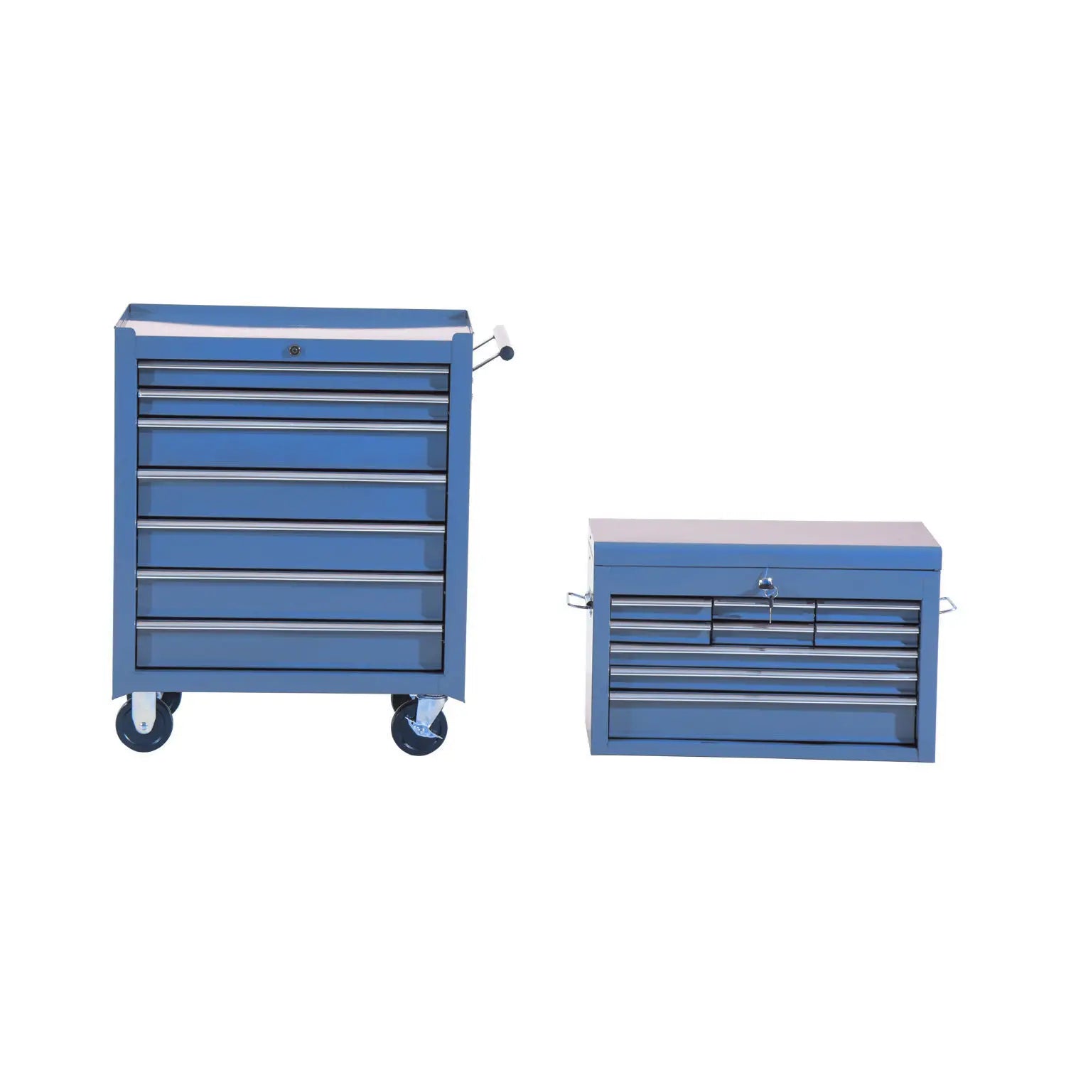 HOMCOM Carrello Portautensili Carrello da Officina a 16 Cassetti con Ruote e Chiusura a Chiave