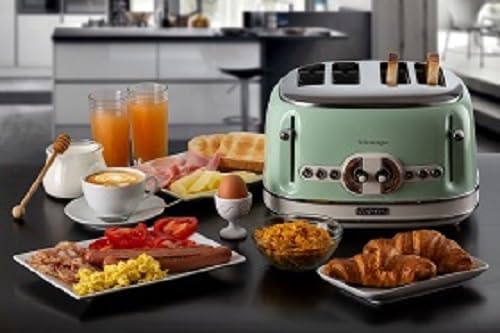 Ariete Vintage 156, 4-Scheiben-Toaster, Retro Toaster mit 6 Toaststufen, Automatischer Auswurf, Auftaufunktion, Herausnehmbares Krümelfach, Gehuse aus Edelstahl, 1600W, Beige