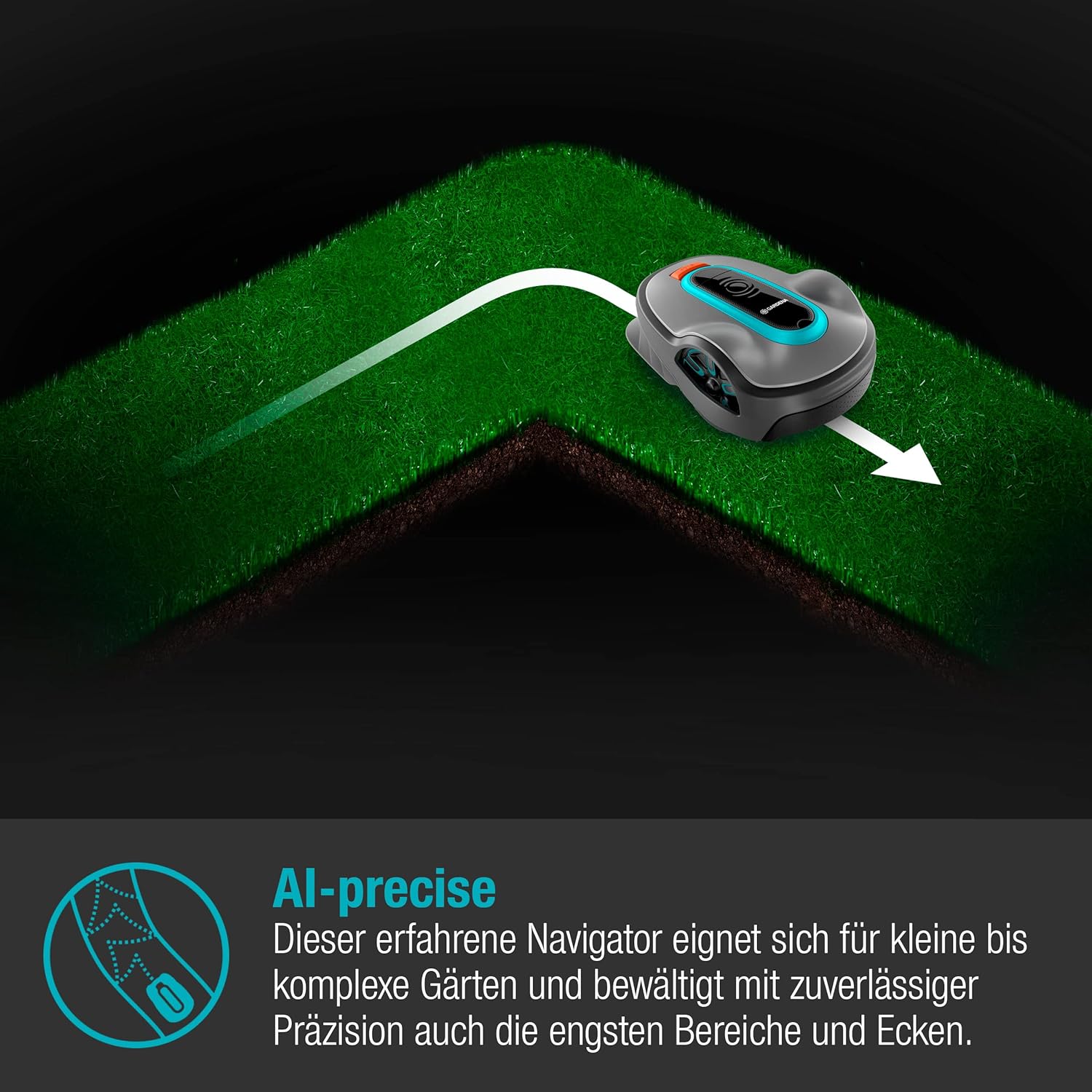 Gardena Rasaerba robotizzato SILENO minimo 500 m: tosaerba intelligente con connettività ottimale, programmabile con l'app Gardena Bluetooth, versione DE (15202-20)