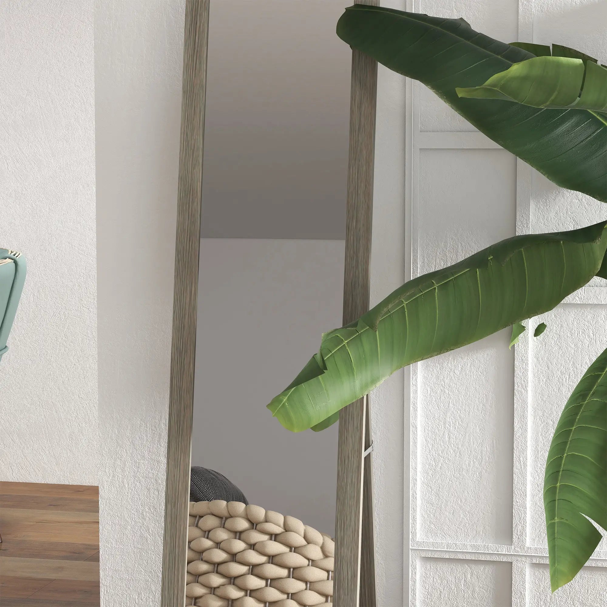 HOMCOM Specchio a figura intera, in legno, stile rustico, da parete