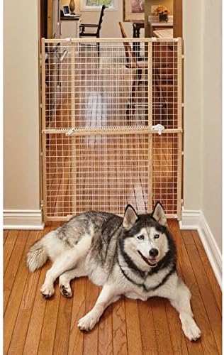 MidWest Homes for Pets Barriera/Cancelletto di Sicurezza per Animali Domestici, Modello 2944WWM-2, Altezza 112 cm, Estensibile da 74 a 127 cm di Larghezza, Grande, in Legno