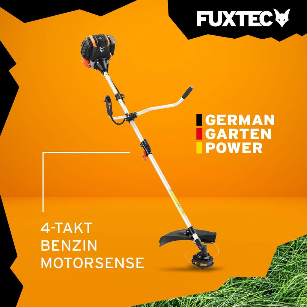 FUXTEC Decespugliatore a Benzina FX-4MS142, Tagliabordi con Motore a 4 Tempi, Cerchio di Taglio da 320 mm, Regolatore di Velocità e Easy-Starter, incl. Bobina/Cinghia Professionale