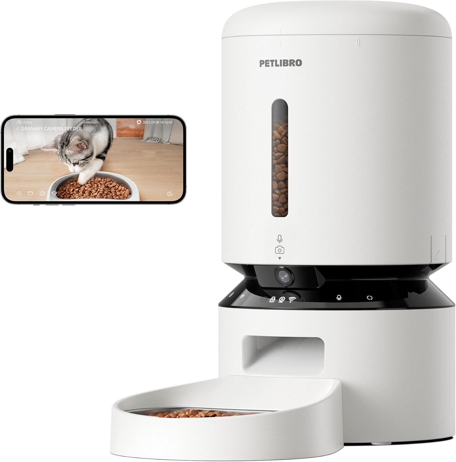 PETLIBRO 5L Futterautomat Katze mit 1080P Video - 5G WiFi Futterspender Hund mit APP & Nachtsicht, Sensor für Niedriger Futter & Blockierung, Bewegungs & Tonalarm für Haustiere, 1-10 Mahlzeiten