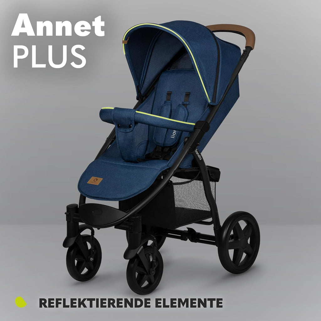 LIONELO Annet Buggy fino a 22 kg con funzione reclinabile, passeggino compatto richiudibile con accessori, ruote in schiuma EVA, zanzariera, coprigambe, portabevande, cestino (Golden Moments, Tour)