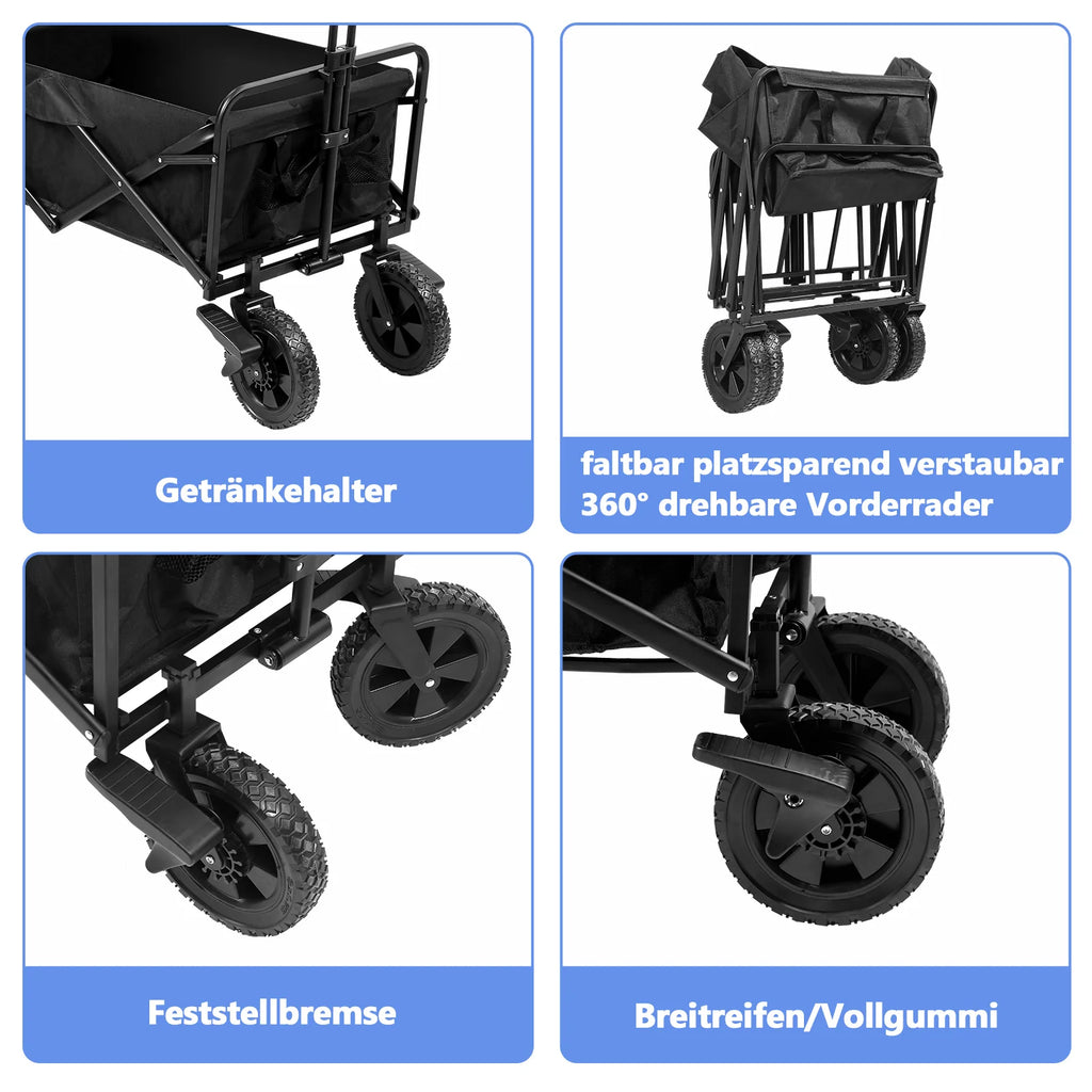 Sonnewelt Carretto pieghevole Carrello da trasporto Portata 100 kg