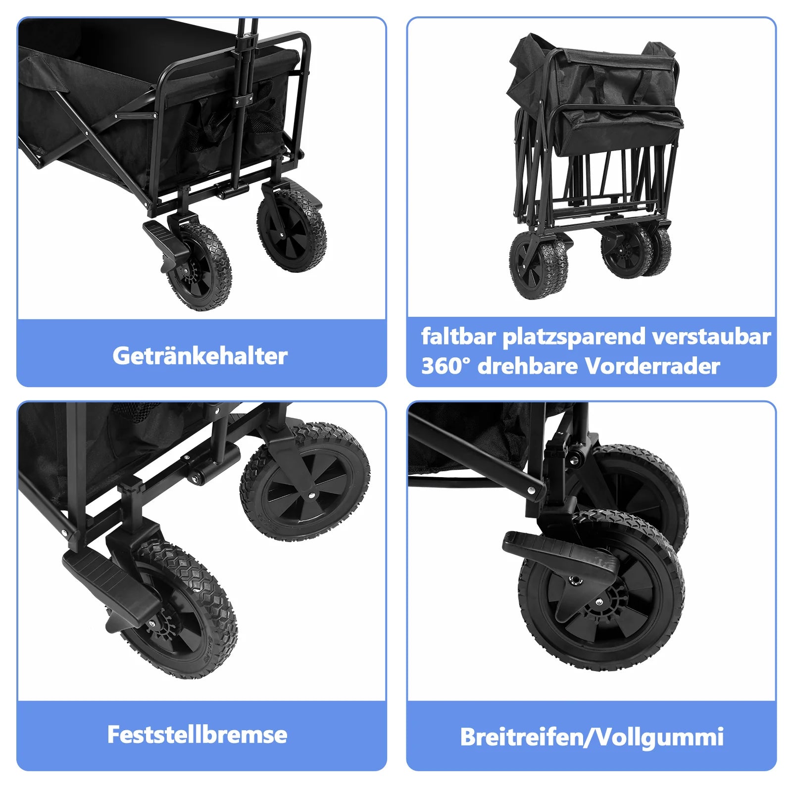 Sonnewelt Carretto pieghevole Carrello da trasporto Portata 100 kg
