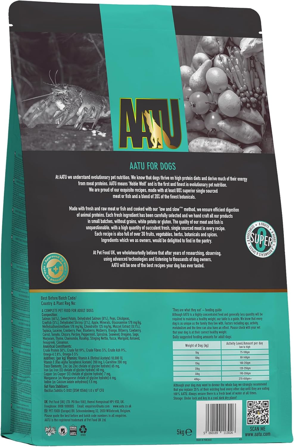 AATU Cibo Secco per Cani, Cibo Secco per Cani 80/20 con Pollo, Cibo per Cani Senza Cereali ad Alto Contenuto Proteico, Alimento Naturale per Cani Adulti di Tutte le Razze, 1,5 kg