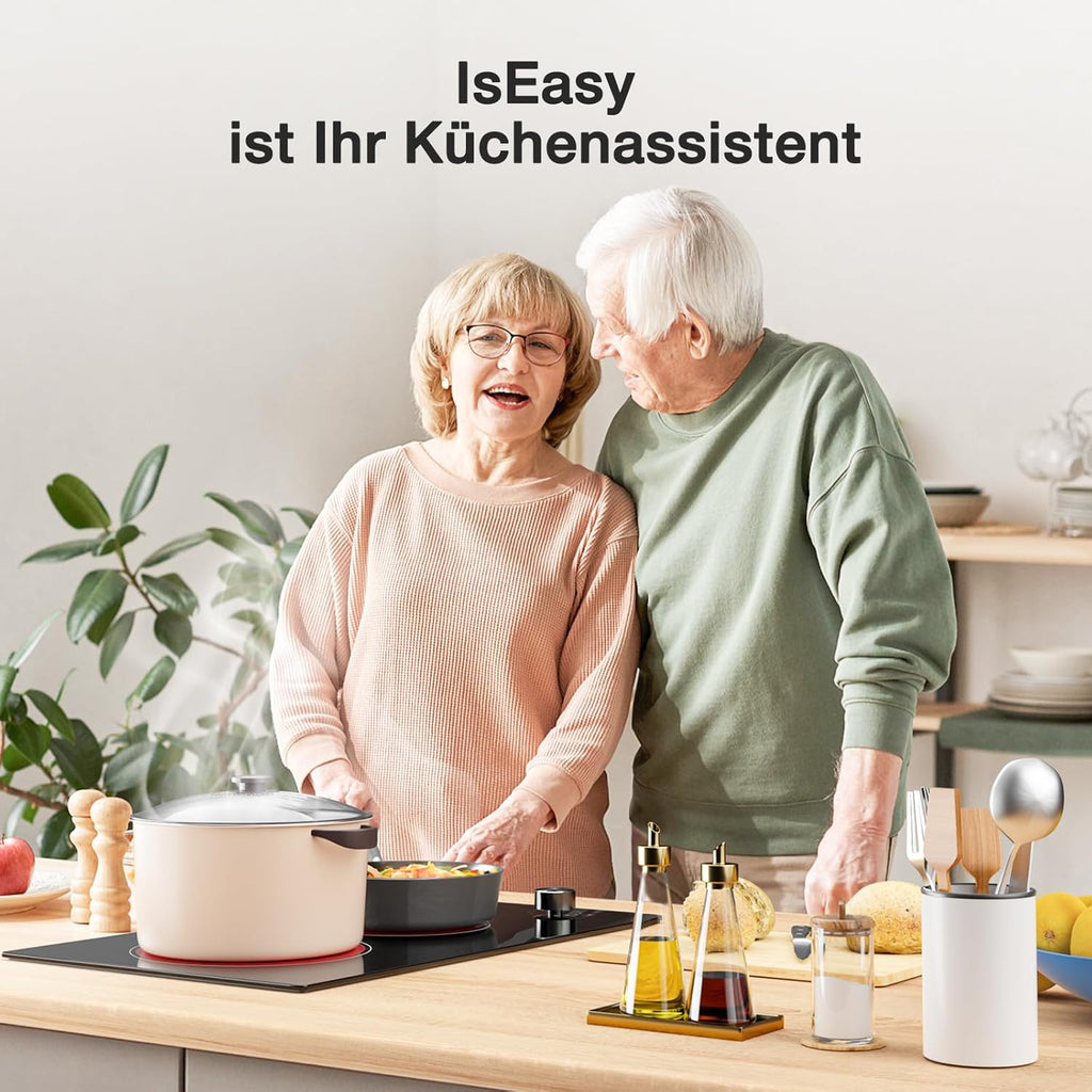 IsEasy 4 Zonen Einbau Induktionskochfeld mit 9 Leistungsstufen &1-99Min Timer, Boost-Funktion, Induktionskochplatte, Induktion Herdplatte mit 4 Platten, 60cm, 6800W, Schwarz