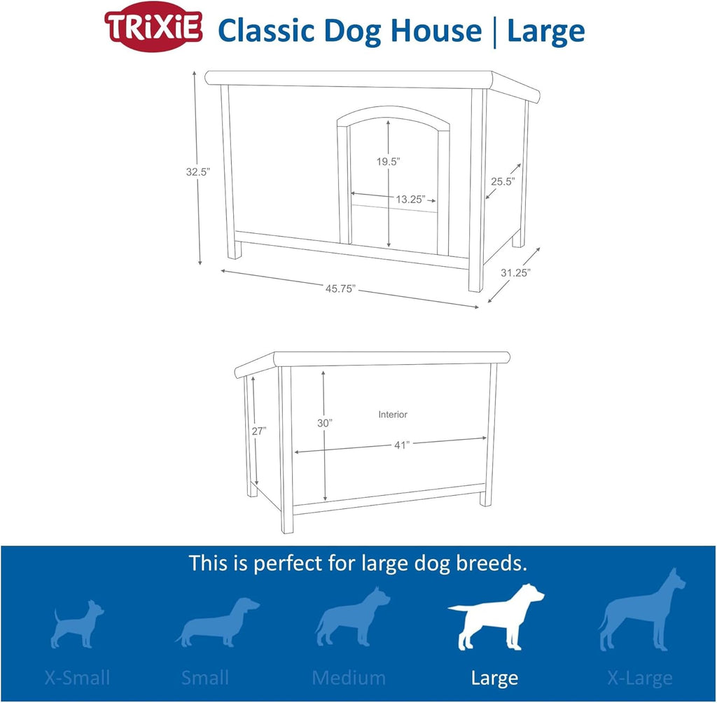 TRIXIE Cuccia per cani natura Classic tetto piatto, resistente alle intemperie e apribile, S–M: 85 × 58 × 60 cm, marrone - 39551