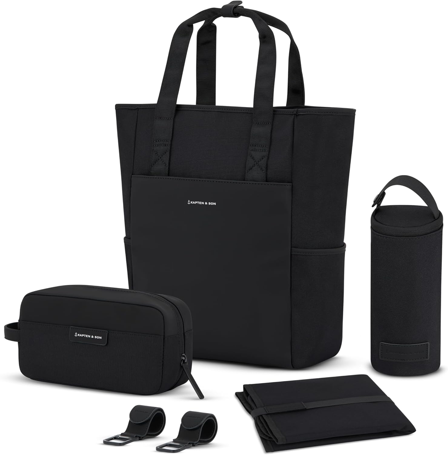 Kapten & Son Rucksack Lindby Diaper Set 12 L | 2in1 Wickelrucksack & Wickeltasche mit Kinderwagen- und Kofferbefestigung | inklusive Kulturtasche, Wickelunterlage & isolierter Flaschenhalter