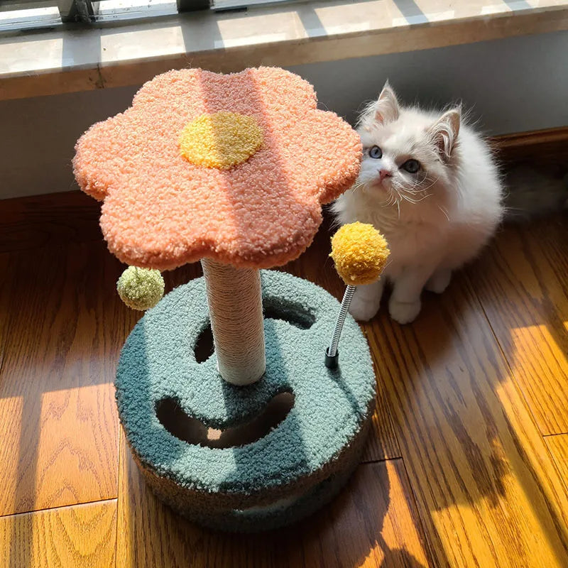 Eleganter Katzen-Kratzbaum im Blumen-Design – Ideal für kleine Rume