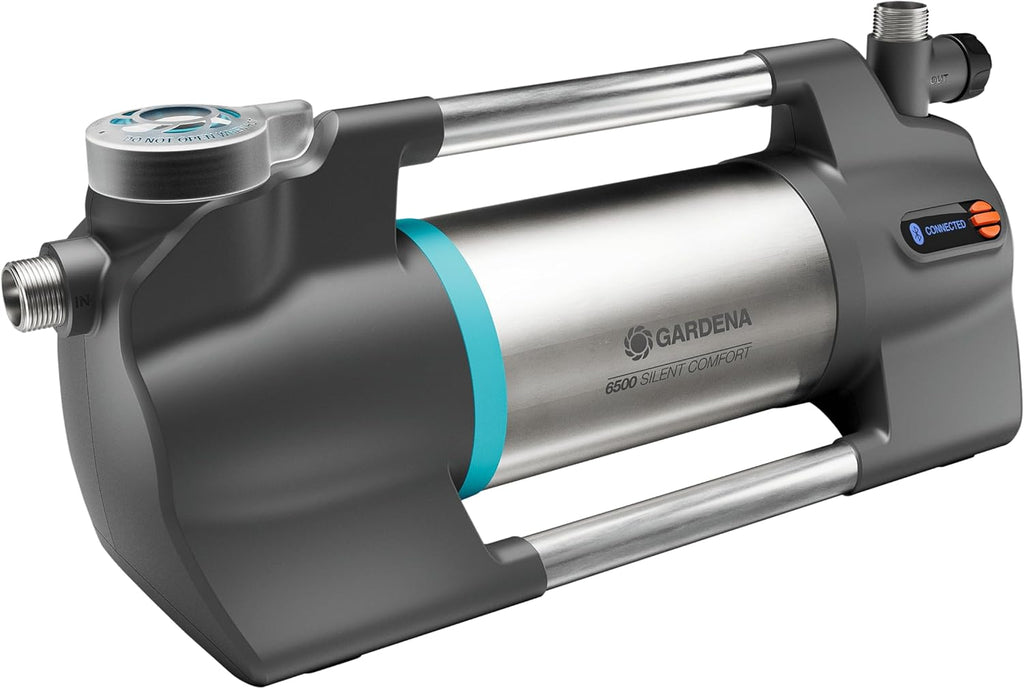 Gardena Pompa da Giardino 6500 SilentComfort: Pompa di irrigazione extra silenziosa controllabile tramite app, portata 6500 l/h, protezione contro il funzionamento a secco, acciaio inossidabile, a risparmio energetico e impermeabile (9059-20)