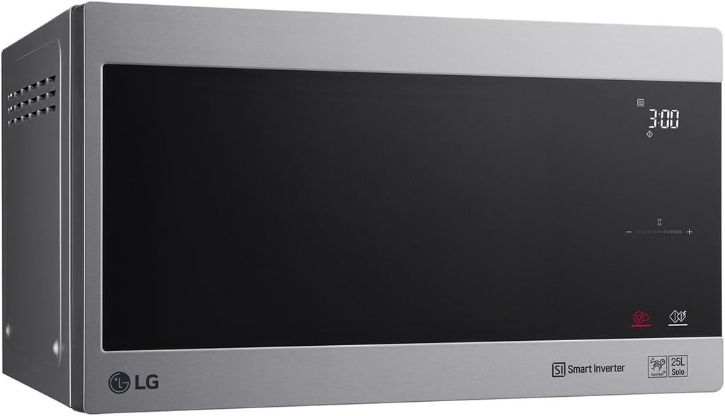 LG MS2595CIS Forno a microonde con tecnologia Smart Inverter, capacità 25 litri, 1000 W, programmi automatici, livelli di potenza regolabili e funzione EasyClean, argento